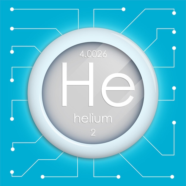 Realistische knop met helium symbool Chemisch element is waterstof Vector geïsoleerd op wit