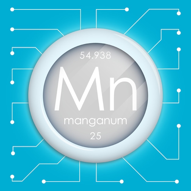Realistische knop met mangaansymbool Chemisch element is mangaan Vector geïsoleerd op wit