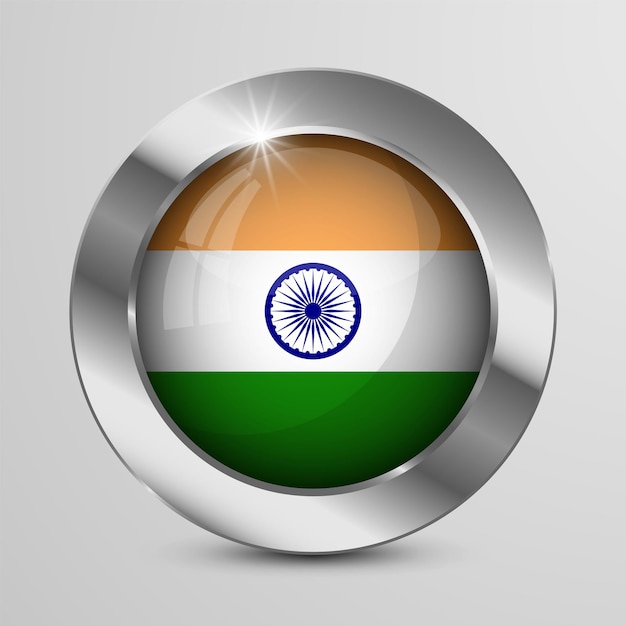 Realistische knop met vlag van India perfect voor elk gebruik