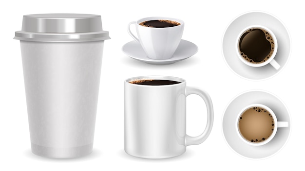 Vector realistische koffiekopjes set