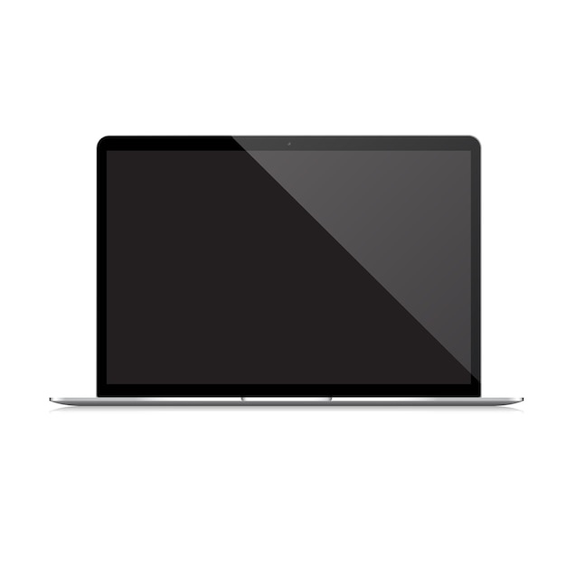 Vector realistische laptop met leeg zwart scherm