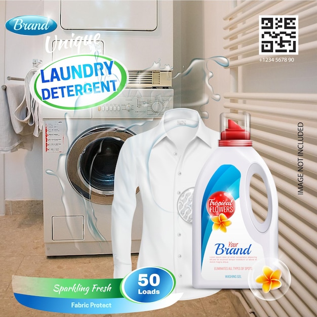 Realistische laundry detergent poster