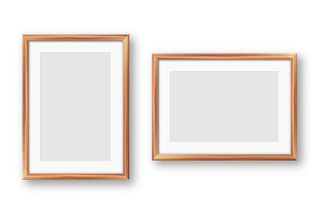 Realistische lege houten fotoramen collectie moderne poster mockup voor kunstfotografie of