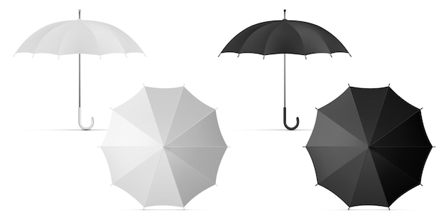 Vector realistische lege zwart-witte parapluset