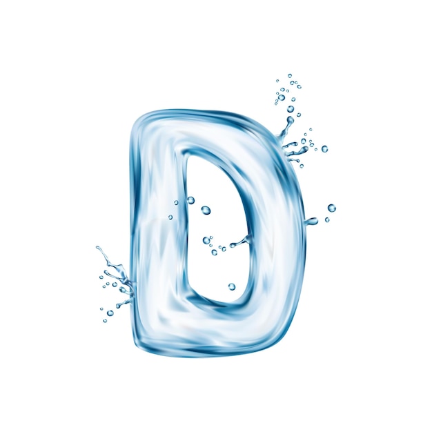 Realistische letter d water lettertype liquid aqua lettertype