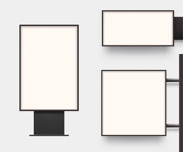 Vector realistische lichtbakken vooraanzicht in set