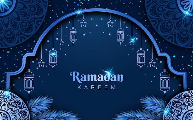 Realistische luxe Ramadan Kareem-achtergrond