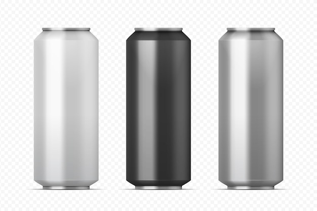 Realistische metalen blikjes illustratie