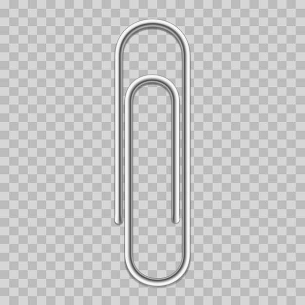 Realistische metalen paperclip geïsoleerd op transparante achtergrond vector illustrationxa