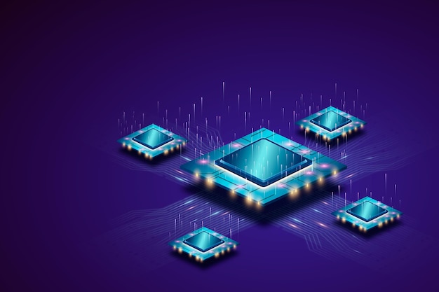 Realistische microchip processor achtergrond