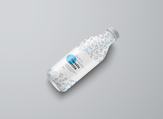 Realistische mockup van witte plastic fles geïsoleerd op een witte achtergrond. universeel voor verschillende volumes m milliliter. sjabloon voor de presentatie van verpakkingsontwerp en etiketten