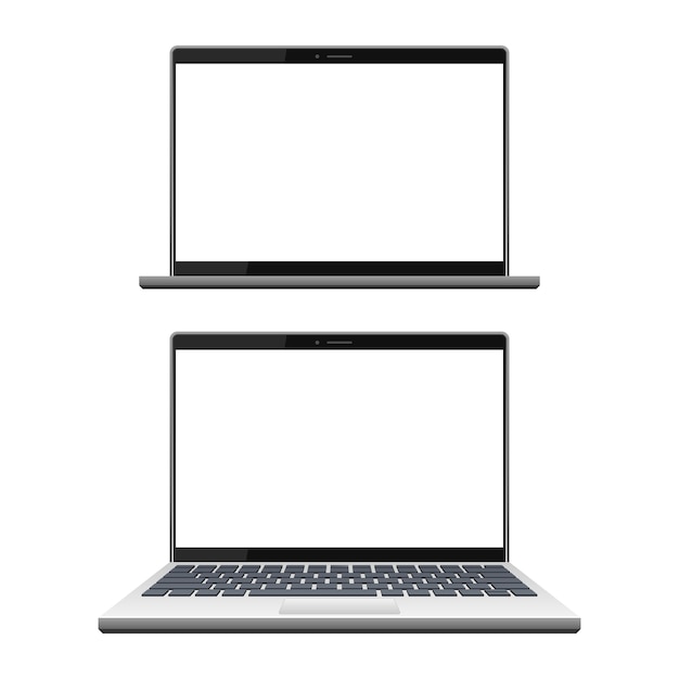Realistische moderne laptop geïsoleerd op witte backround