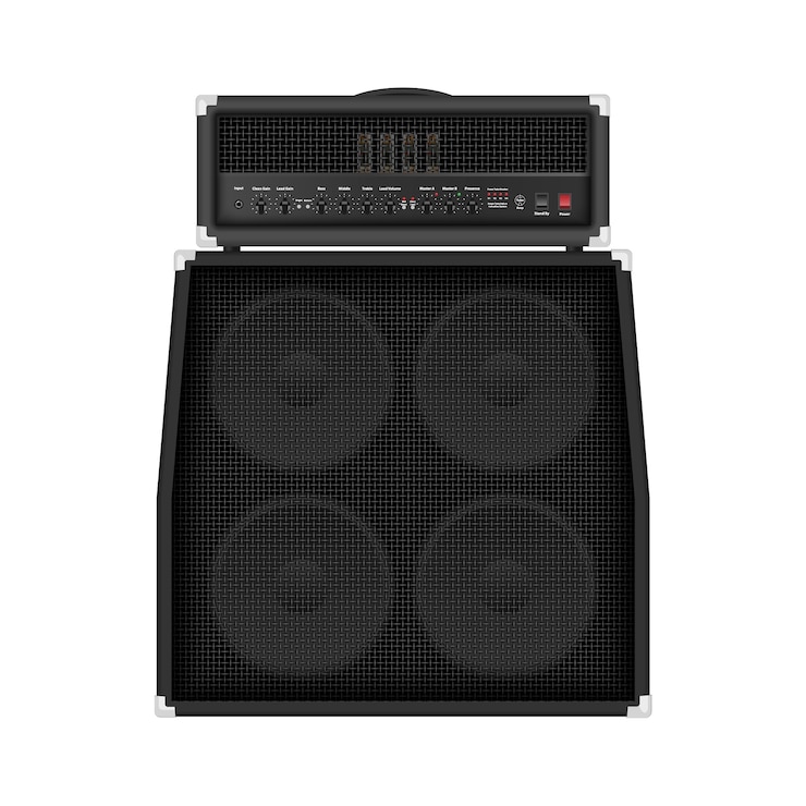 Vector realistische moderne rock-versterker met luidsprekerkast