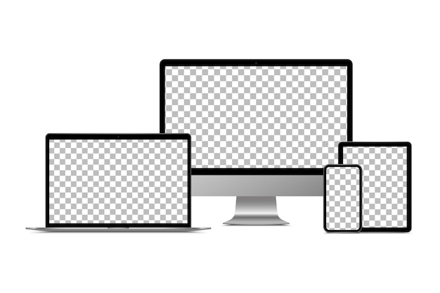 Realistische monitor computer laptop tablet en smartphone