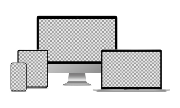 Realistische monitor computer laptop tablet en smartphone