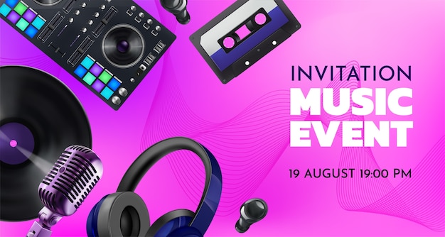 Realistische muziekconcert uitnodigingssjabloon