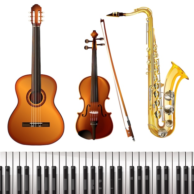 Realistische muziekinstrumentencollectie