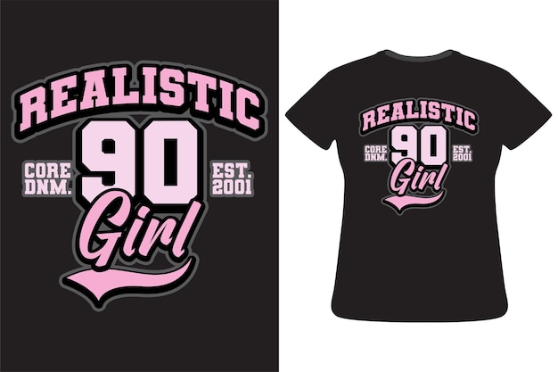 Realistische negentig meisjes varsity typografie t shirt design