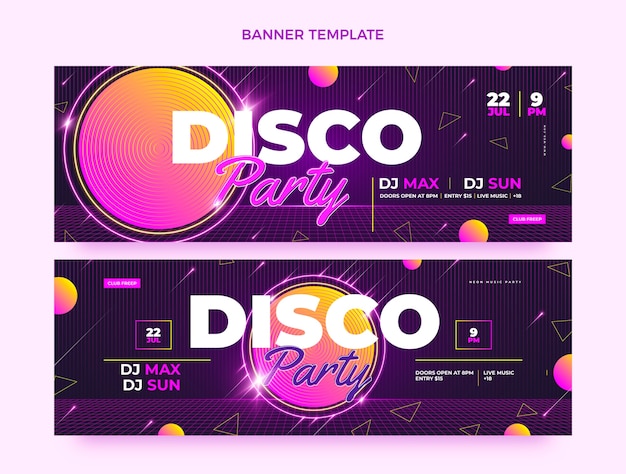 Vector realistische neon disco party verticale banners set