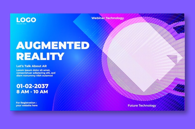 realistische neon futuristische metaverse facebook cover voor webinar conferentie augmented reality banner sjabloon