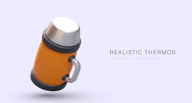 Realistische oranje thermoskan met metalen deksel e