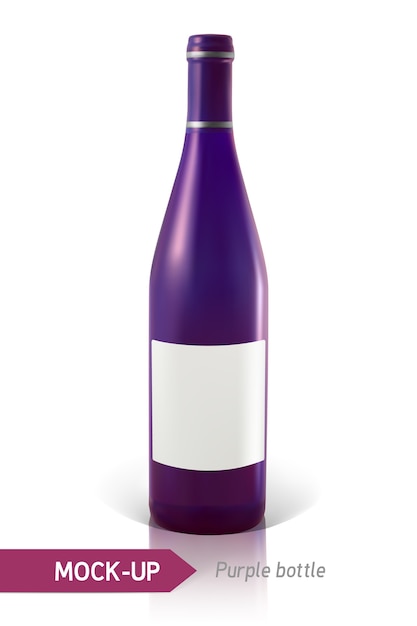 Vector realistische paarse flessen wijn of cocktail op een witte achtergrond