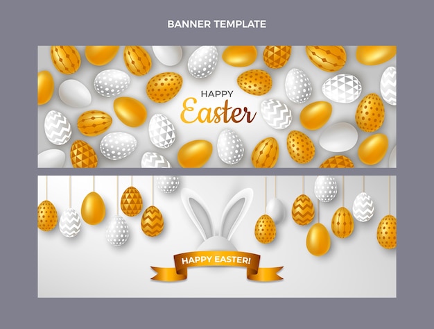 Vector realistische pasen horizontale banners set