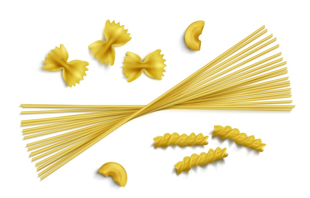 Realistische pasta illustratie set