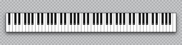 Vector realistische piano toets muziekinstrument toetsenbord op geruite achtergrond vector illustratie