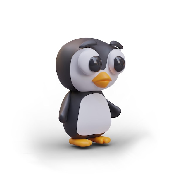 Realistische pinguïn kijkt naar de zijkant Zijkant van de baby vogel