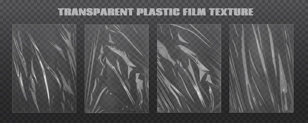 Realistische plastic wikkeltextuurset Gestrekte polyethyleen hoes