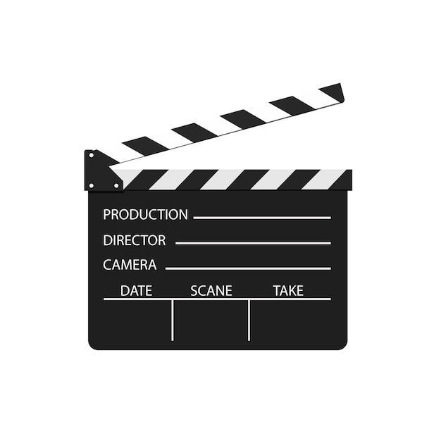 Realistische platte vectorillustratie geopend Film Clap Board Icons Set close-up geïsoleerd op witte achtergrond Ontwerpsjablonen van Clapperboard Slapstick Filmmaking Tools Vooraanzicht