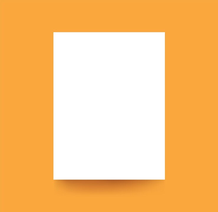 Vector realistische poster mockup wit geïsoleerd leeg canvas sjabloon gele achtergrond