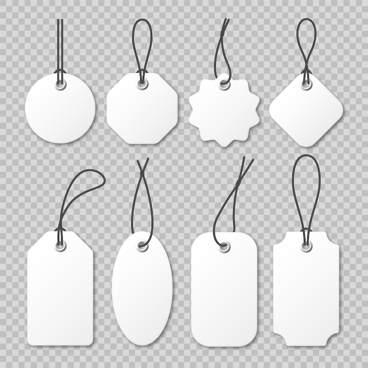 Vector realistische prijskaartjes verzameling speciaal aanbod of inkopen korting etiket detailhandel papier sticker blanco