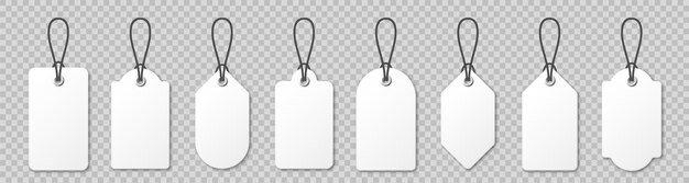 Vector realistische prijskaartjes verzameling speciaal aanbod of inkopen korting etiket detailhandel papier sticker blanco