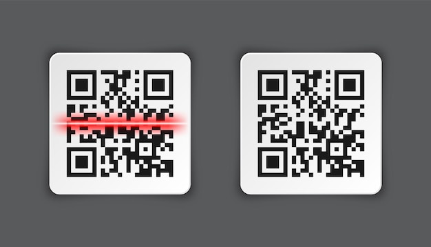 Realistische qr-codesticker op grijze achtergrondidentificatie trackingcode serienummer product-id