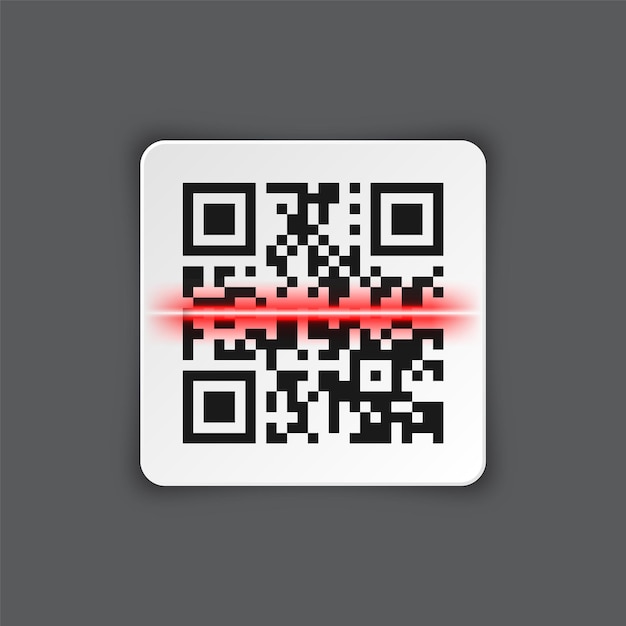 Realistische qr-codesticker op grijze achtergrondidentificatie trackingcode serienummer product-id