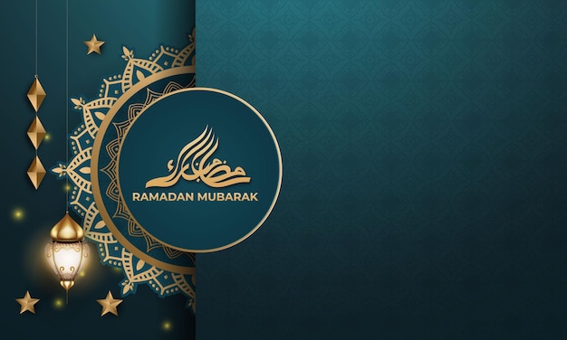 Realistische ramadan achtergrond met lantaarn mandala voor banner groeten kaart.