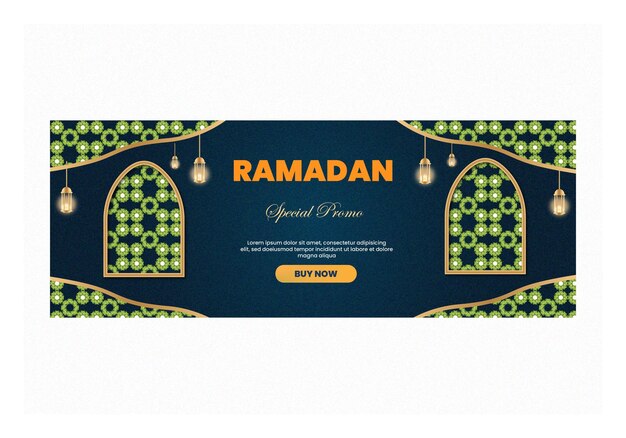 Realistische ramadan horizontale banners met groene abstracte patroonvector