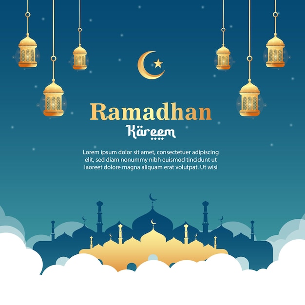 Realistische ramadan instagram-berichtensjabloon