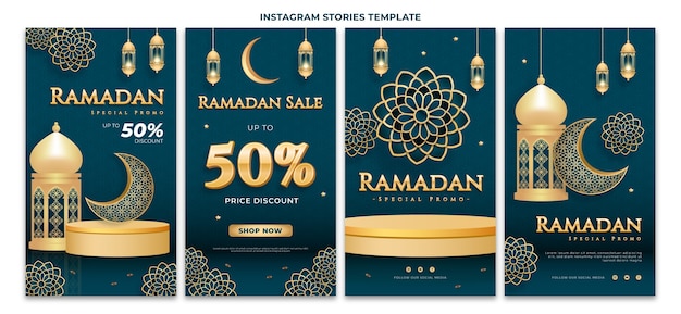 Vector realistische ramadan instagram verhalencollectie
