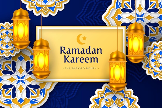Realistische ramadan kareem achtergrond