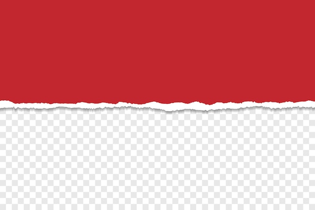 Realistische rode gescheurde papieren rand met doorzichtige achtergrond voor creatieve lagen