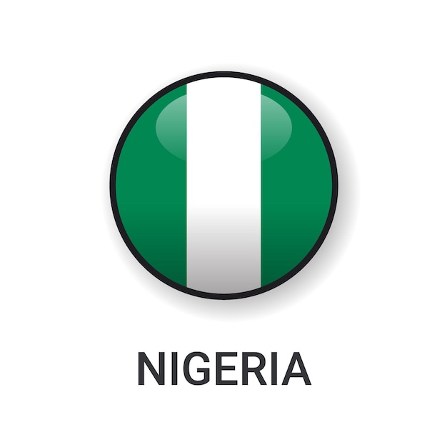 Vector realistische ronde nigeria vlag pictogram vector geïsoleerd op witte achtergrond voor sport wedstrijd pictogram