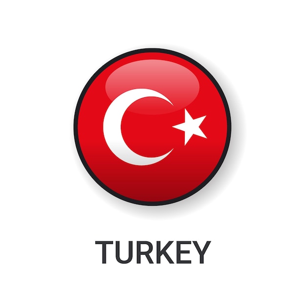 Vector realistische ronde turkije vlag pictogram vector geïsoleerd op een witte achtergrond voor sport wedstrijd pictogram