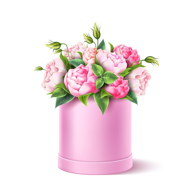 Realistische roze roze bloembladeren boeket