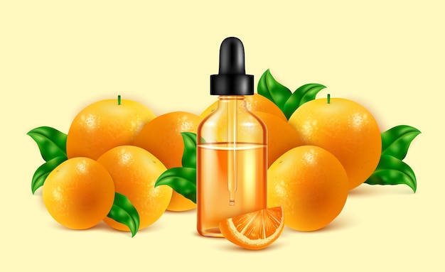 Vector realistische samenstelling van vitamine c-serum