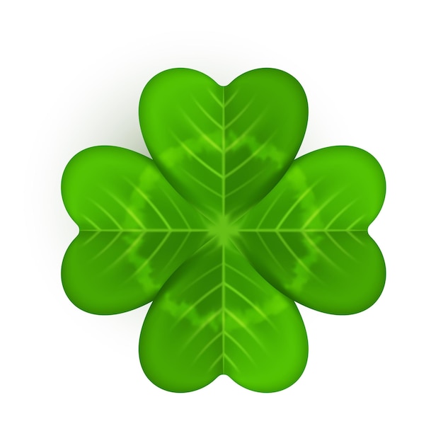 Vector realistische shamrock icoon klaver vier bladeren logo groene bloemige sticker