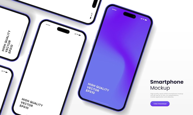 Realistische smartphone mockup Mobiele telefoon vector met geïsoleerd op witte achtergrond Toestel voorzijde