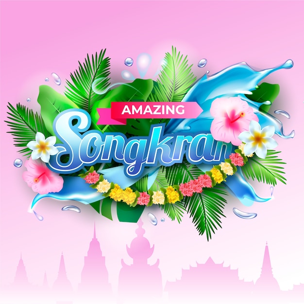 Realistische songkran-achtergrond